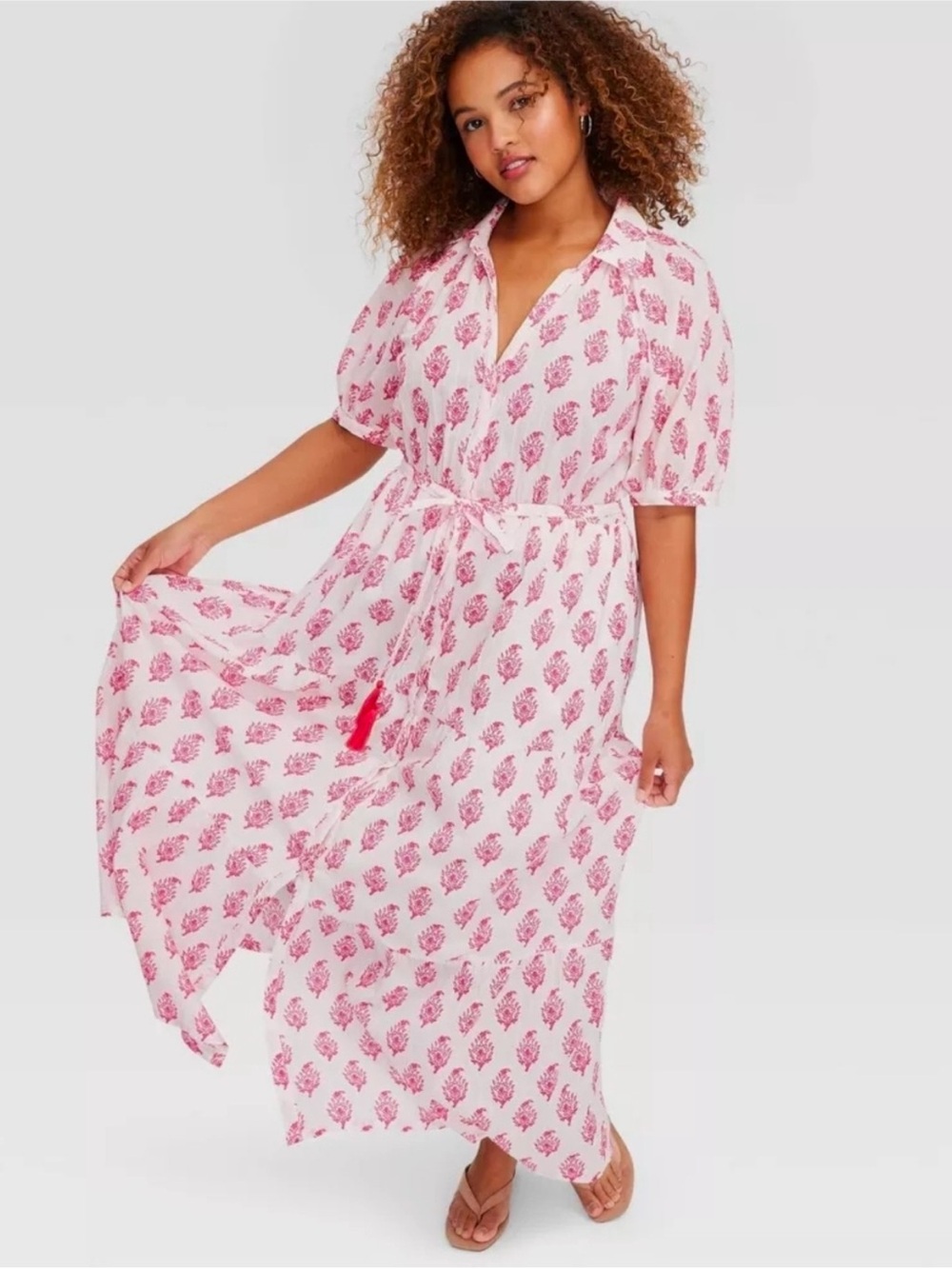 Roller Rabbit Pink Floral Printed Maxi Dress NEW XS